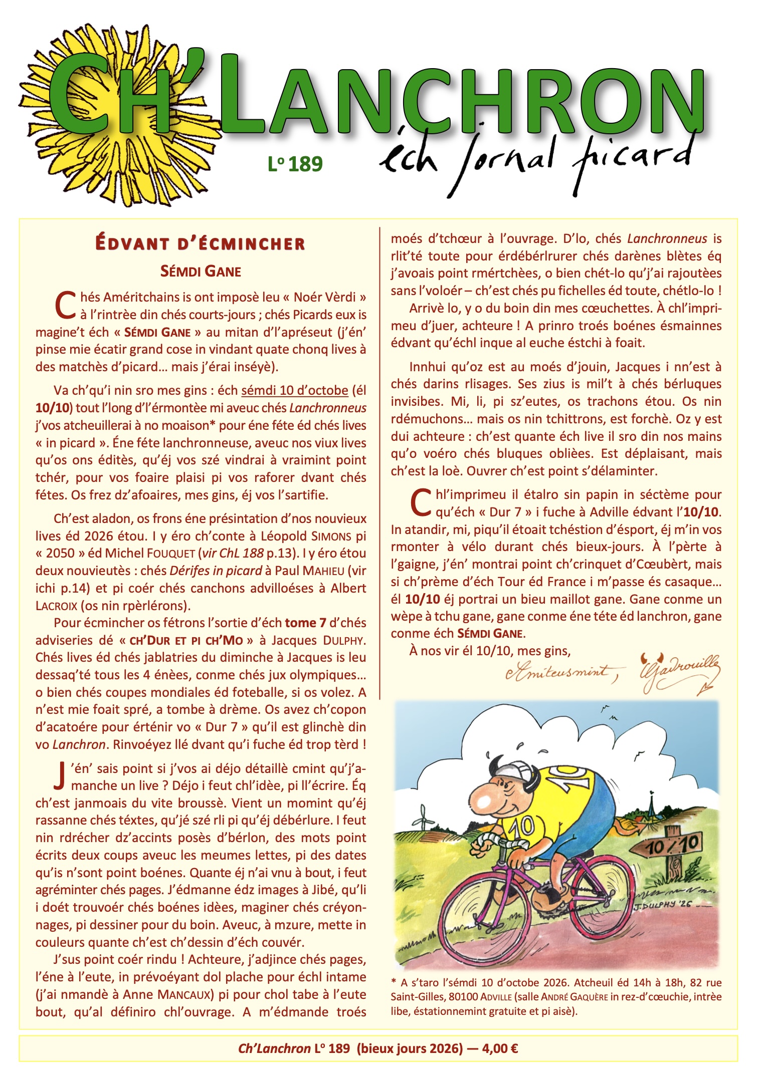 Dernier num&eacute;ro publi&eacute; de &laquo;&nbsp;Ch’Lanchron&nbsp;&raquo;